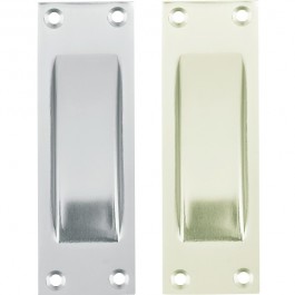 Poignée cuvette 421P coloris alu argent (à gauche) et champagne (à droite)